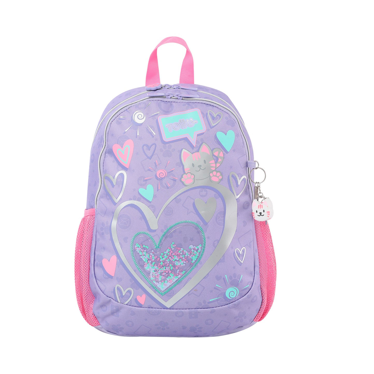 Mochila infantil mediana violeta - Selfie Cat